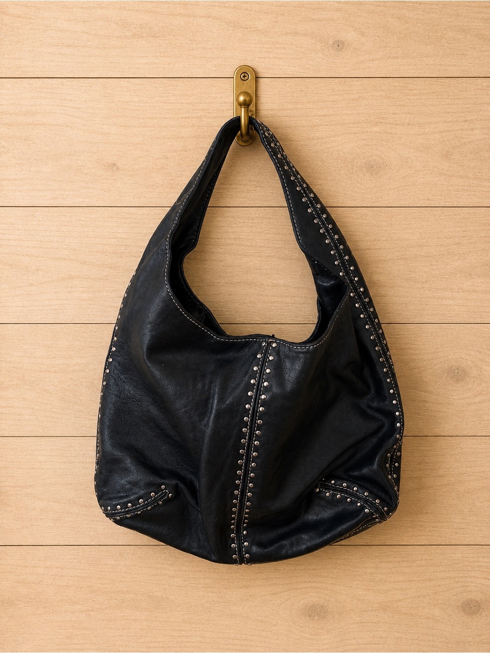 Vintage Michael Kors Black Leather Studded Hobo Bag